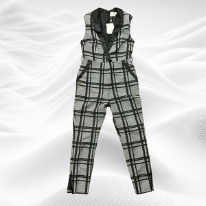 Misha Collection Size 6 Autumn Pantsuit in Black White Houndstooth‎ Plaid *flaw